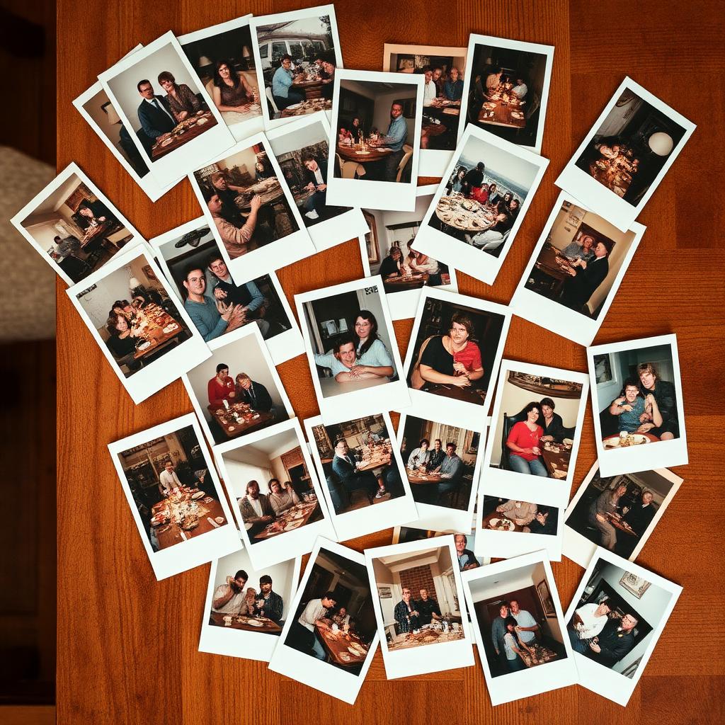 Stack of vintage family polaroids